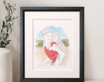 Mummy & Me Line Zeichnung Benutzerdefinierte Familie Kunst Erste Muttertag Einzigartige Taufe Geschenke Ideen Mama Porträt Für Geschenk Skizze Maßgeschneidert Geburtstag