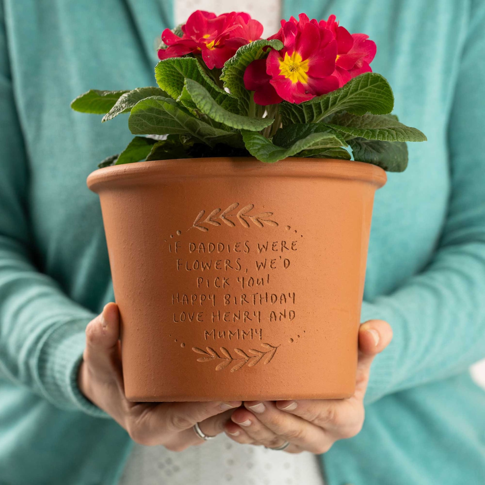 Engraved Message Round Plant Pot - Personalized