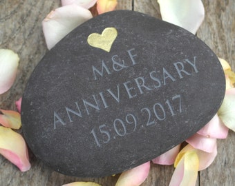 Personalised Valentines Pebble, personalized engraved message wedding stone for keepsakes and memories, eco-friendly natural gift