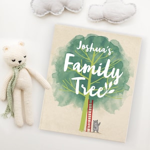 Personalized family tree keepsake book for baby plant a tree, for a new baby, birthday, grandchild, Christmas Eve Filler Gift Present Idea image 1