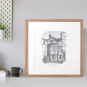 Monochrome Watercolour House Portrait, Personalised Wall Art Decor, Traditional Illustration - New home sketch, housewarming print gift
