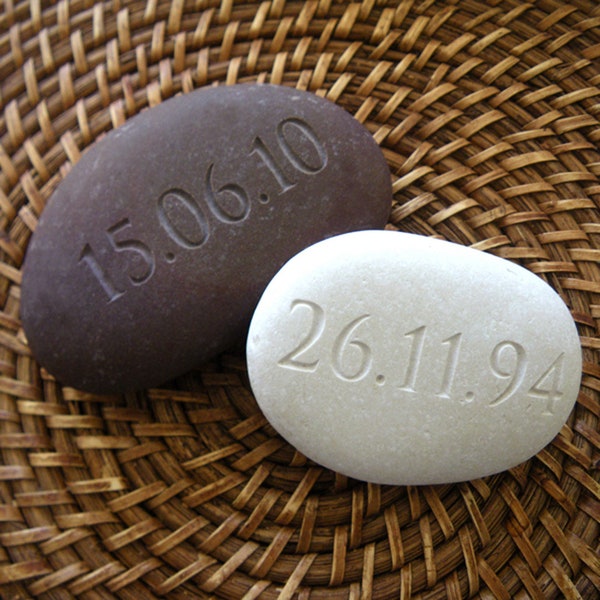 Personalised Special Date Pebble, Engraved Message, Occasion Stone for Keepsakes and Memories, Eco-friendly natural gift for her or for him