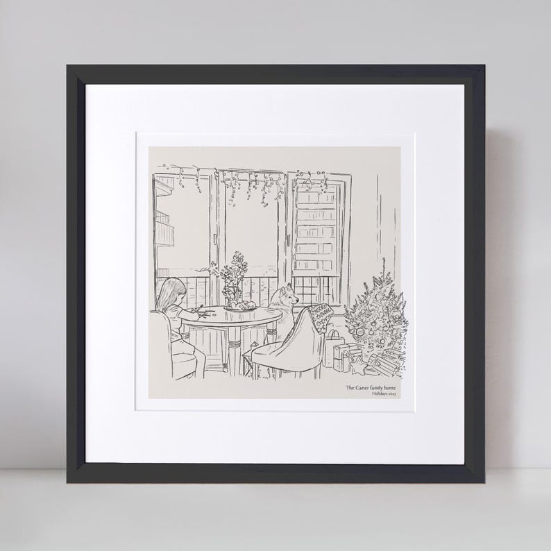 Kundenspezifische Hand-gezeichnete Haus-Bleistiftskizze - Personalisiertes neues Zuhause-Geschenk, Haus-Illustration, Hauseinweihung Kunst Bild 3