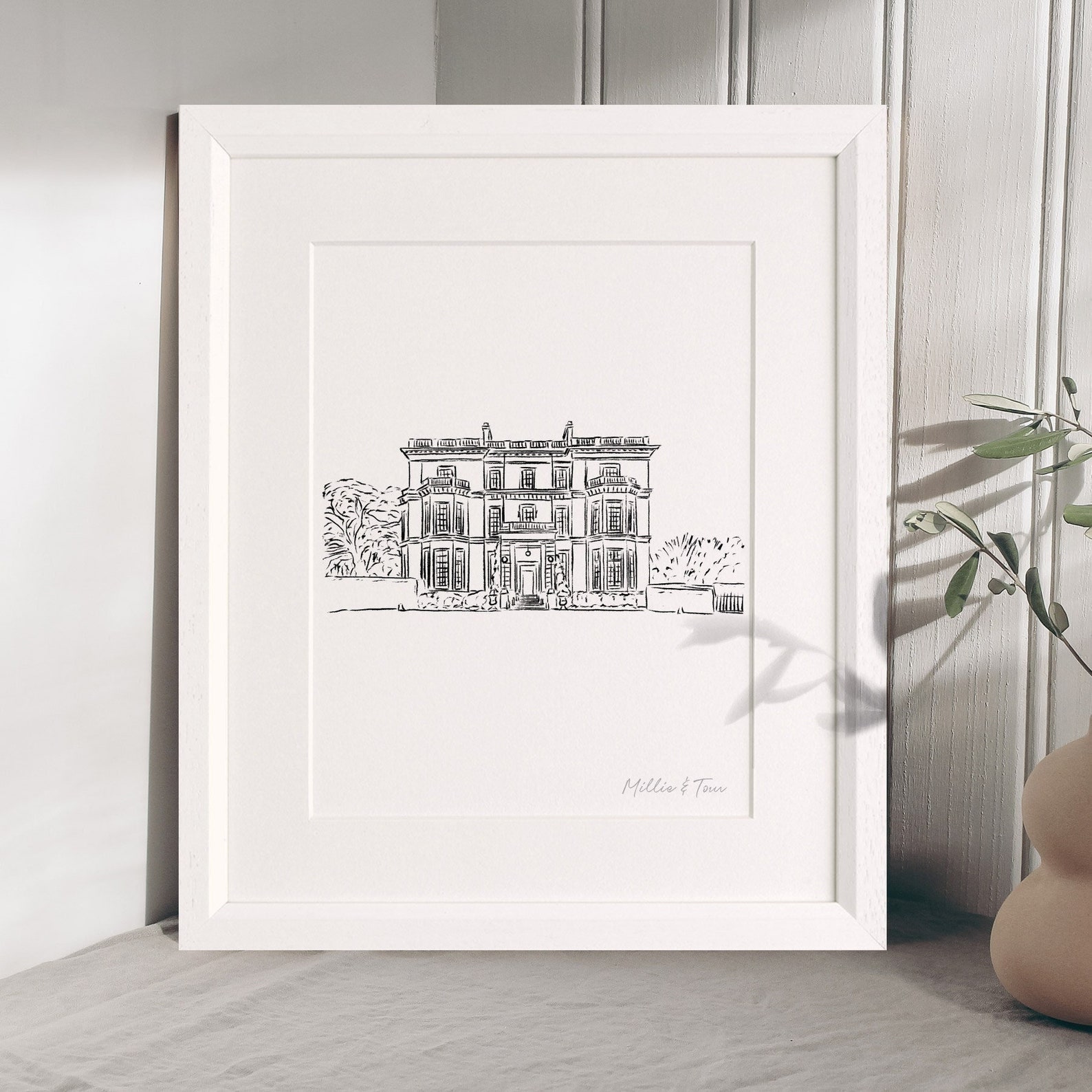 Custom Illustrated Wedding Venue Line Illustration Bespoke Wall Art Print Perfect for Weddings Hand Drawn Sketch Gift Ideas for Christenings