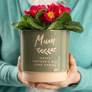 Personalized Engraved Plant Pot: Glazed Pottery, Custom Message