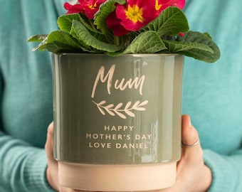 Personalised Name Indoor Plant Pot, Engraved to order, add a name and message on a gorgeous pot, perfect for birthdays or Mother's Day