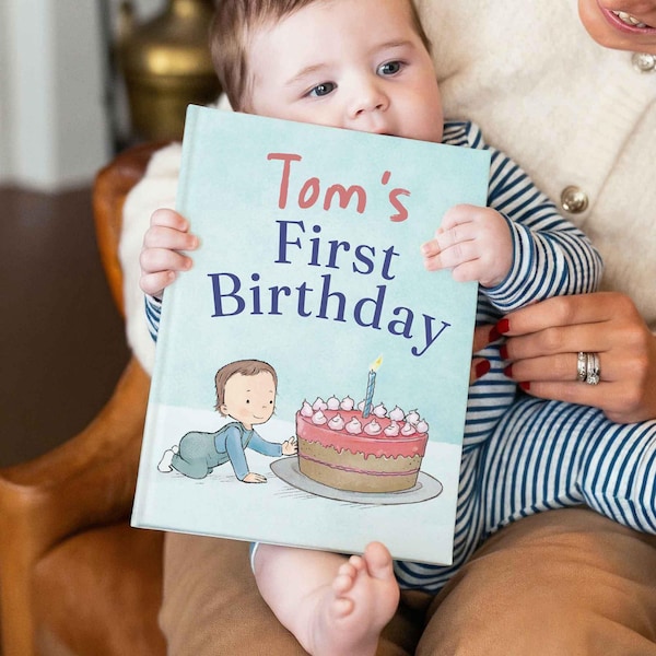 Libro personalizado para el primer cumpleaños / Libro con el nombre del bebé / Regalo de primer cumpleaños / Recuerdo para un niño de 1 año