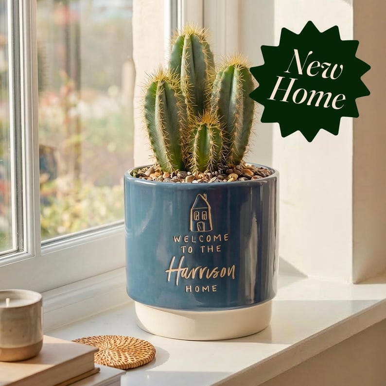 Housewarming Gift | Personalised New Home Plant Pot | Engraved Indoor Planter | Custom Home Gift image 1