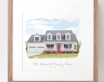 Custom House Illustration | Watercolor Childhood Home Portrait | Moving Gift | Family Home Keepsake