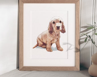 Watercolour Dog Hand Drawn Portrait Christmas Present Gift Ideas Breed Animal Lover Present Ideas Xmas