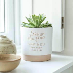 Personalised Engagement Valentines Proposal indoor plant pot - A bespoke gift to celebrate a couple.   Idea for Him or Her