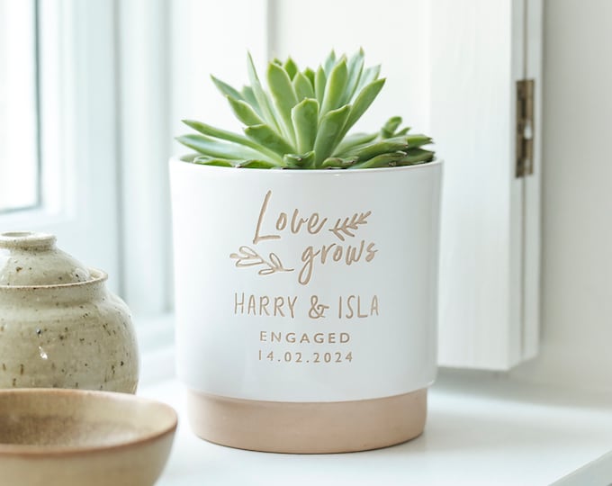 Personalised Valentine's Proposal Plant Pot | Engagement Gift for Couples | Celebrate Your Engagement | For Him or Her