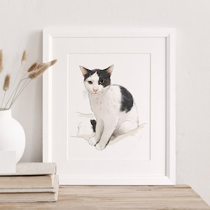 Cat Watercolour Sketch, Personalised Animal Art, Custom Dog Illustration, Hand Drawn Memorial Drawing, Dog or Cat Lover Gift, Pet artwork
