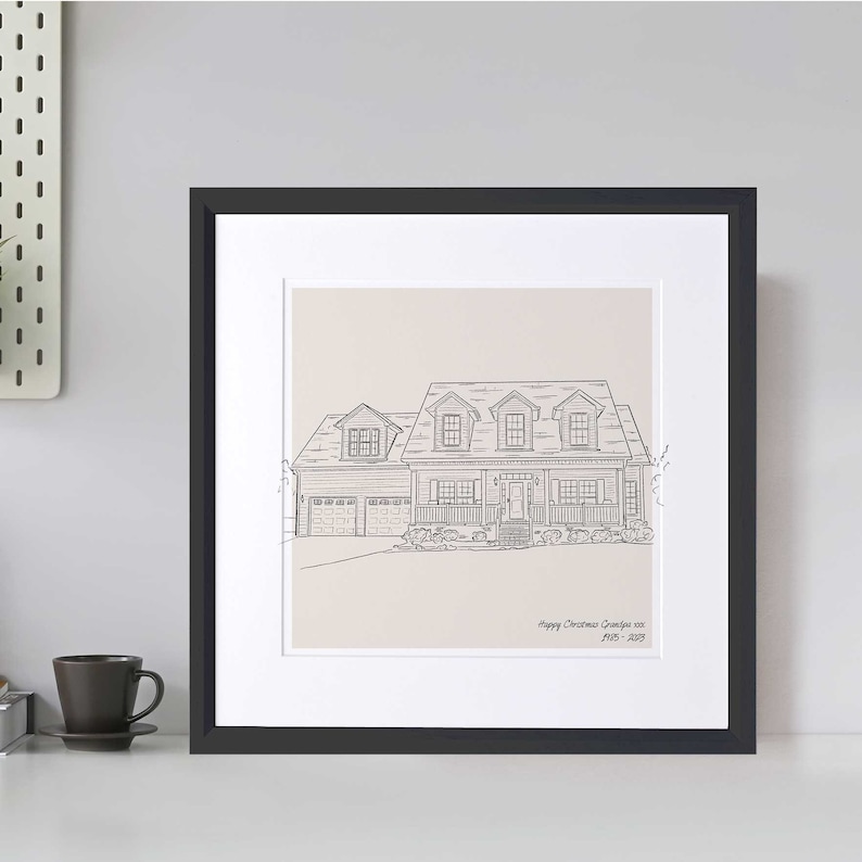 Hand Drawn Bespoke House Sketch Custom Illustration New Home Gift Personalised Art Housewarming Drawing Mother's Day Gift Ideas Presents Black