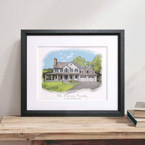 Aangepaste handgetekende aquarel huisschets - gepersonaliseerde huisillustratie, kunst aan de muur, housewarmingcadeau, unieke ideeën voor huisportret
