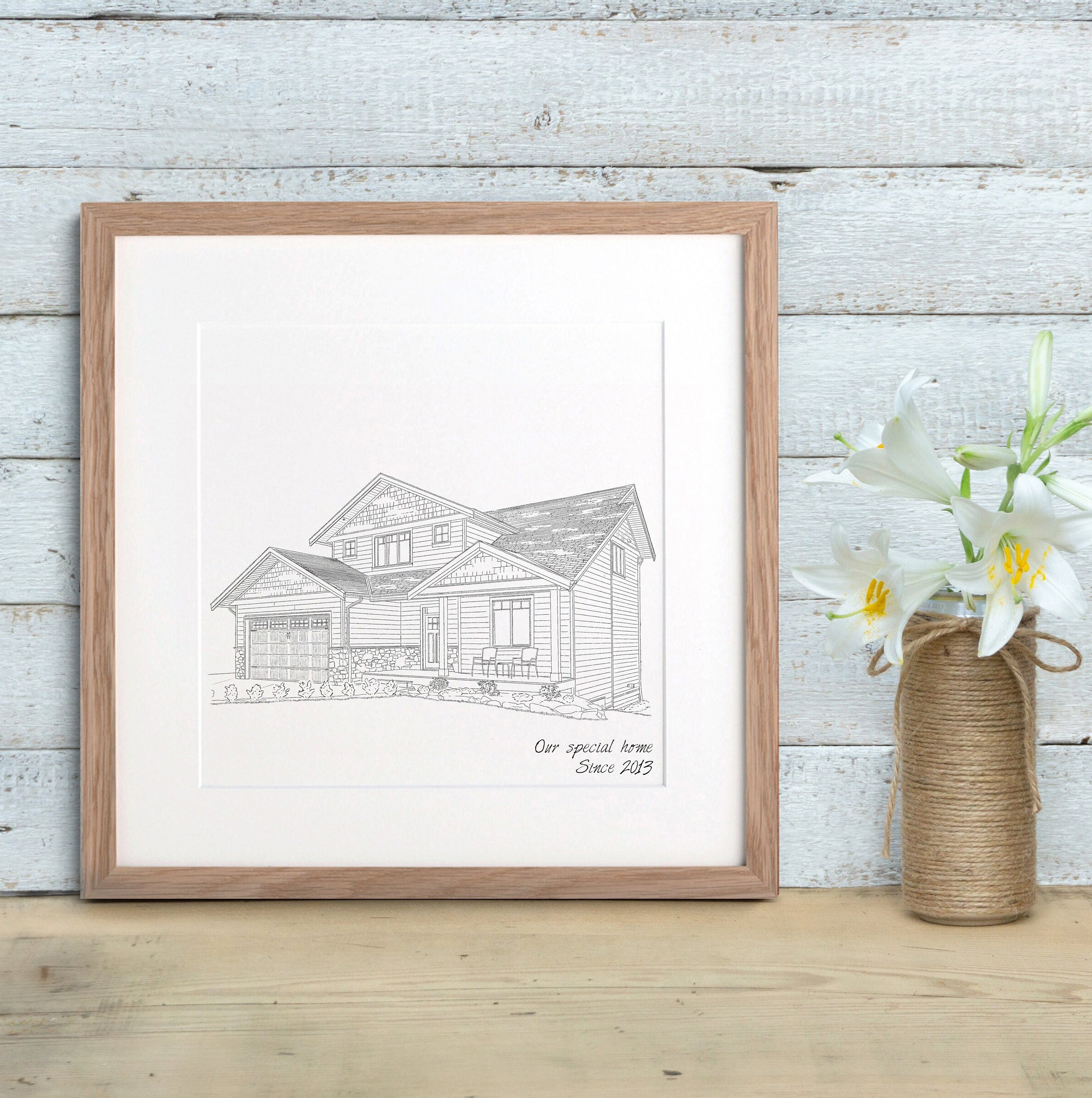 Hand Drawn Bespoke Black and White House Sketch | Custom Illustration ...