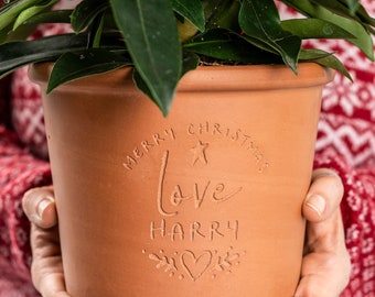 Personalised Engraved Handwritten Gardeners Flower or Herb Pot, Personalized Gift for new dads and Grandads, birthday gift for garden lovers