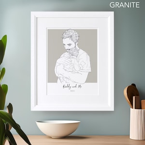 Ritratto di persone con linee colorate, coppia personalizzata, famiglia, illustrazione, grafica, arte murale personalizzata, regalo di compleanno per lui