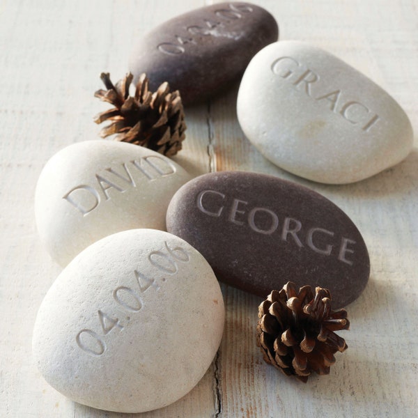 Personalised Name Pebble, Engraved Message Stone for keepsakes and memories, Eco-friendly Natural gift, Memorial Stone