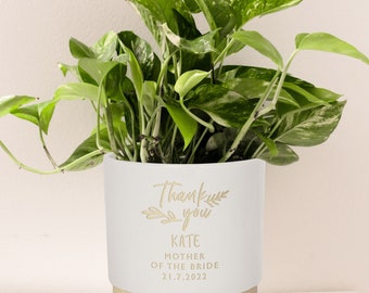 Personalised Mother of the Bride indoor plant pot - say 'Thank you', engraved to order, bespoke gift for a very special mum