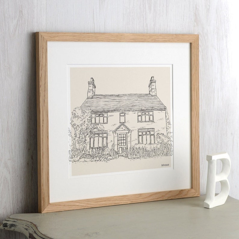 Hand Drawn Bespoke House Sketch Custom Illustration New Home Gift Personalised Art Housewarming Drawing Mother's Day Gift Ideas Presents image 1
