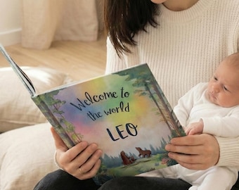 Welcome to the World Op maat gemaakt gepersonaliseerd boek voor pasgeboren baby, doop, zwangerschap, babycadeau voor moeder, ideeën geboorteaankondiging - VS