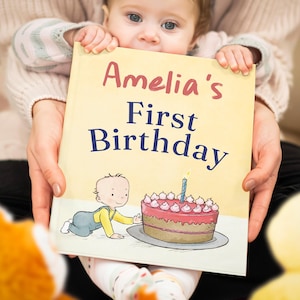 Livre d'histoires personnalisé pour le premier anniversaire avec nom - Cadeau souvenir personnalisé pour garçons et filles, parfait cadeau de 1er anniversaire pour les enfants de 1 an - FR