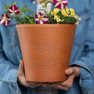 Thank You Message Personalised Plant Pot - Unique Thank you Gift for Friends, Teachers or Colleagues - Retirement Gift. Custom Gift