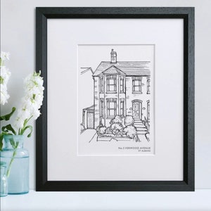 Gepersonaliseerde huislijn illustratie muur cadeau-ideeën voor koppels kerst jubileumcadeau aangepaste schets kunst print locatie potloodtekening