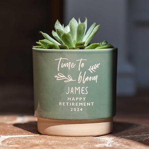 Retirement Gift | Personalised Indoor Plant Pot | Leaving Gift for Colleague | Engraved Retirement Present