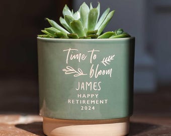 Retirement Gift | Personalised Indoor Plant Pot | Leaving Gift for Colleague | Engraved Retirement Present