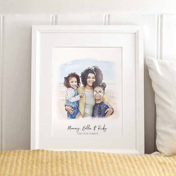 Handgetekende cadeau voor nieuwe moeders Aangepast portret moeder en baby, illustratie gepersonaliseerd cadeau nieuwe moeder, perfect voor jubilea of verjaardagen