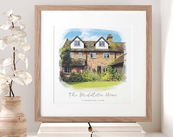 Custom House Illustration | Watercolour Family Home Portrait | Memorial Keepsake | Childhood Home Gift