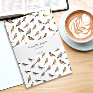 Personalised Bird Watching Notebook, Personalized Twitchers Journal - for Bird Lovers, Bird Spotting & Gardeners Christmas gift