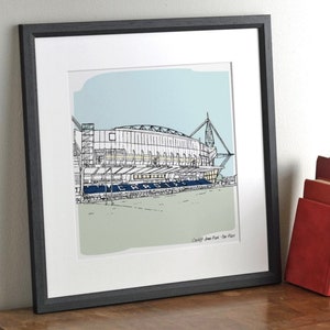 Sportstadion Illustratie Portret Gepersonaliseerd kerstcadeau Jubileumcadeau Uniek kerstmis Aangepaste schets Afdruklocatie Potloodtekening