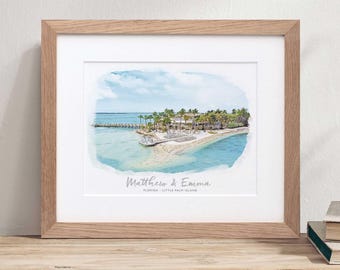 Watercolour Wedding Venue Sketch Hand Drawn Personalized Gift Custom Building Illustration  Christmas Presents for Couple Ideas Watercolor