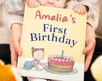 Gepersonaliseerde verhalenboek eerste verjaardag met naam - aangepast aandenken voor jongens en meisjes, perfect 1e verjaardagscadeau voor 1-jarigen