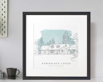 HandDrawn Bespoke House Line Sketch Custom Illustration New Home Gift Personalized Art Housewarming Drawing Mother's Day Gift Ideas Presents