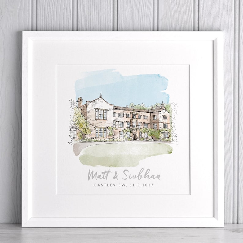 Watercolor Wedding Venue Sketch