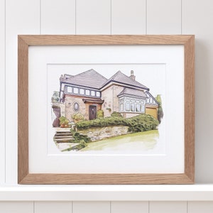 Watercolour House Portrait Hand drawn Personalised For Him, For Her Grandparents Wall Art for Housewarmings Christmas Presents Ideas Couples image 5