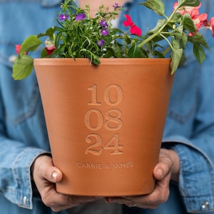 Personalized Engraved Terracotta Plant Pot: Special Date Gift