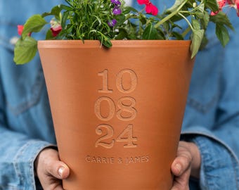 Personalized Engraved Terracotta Plant Pot: Special Date Gift