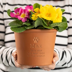 Personalised Engraved Pet Memorial Plant Pot, Custom Made Gift, Perfect Bespoke Garden Memorial for Beloved dogs, cats and all pets