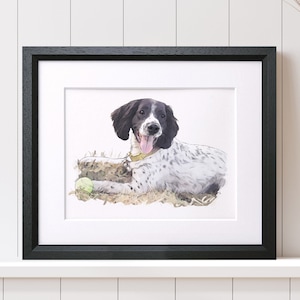 Croquis aquarelle de chien, art animalier personnalisé, illustration de chien personnalisée, dessin commémoratif dessiné à la main, cadeau pour amoureux des chiens ou des chats, oeuvre d'art pour animaux de compagnie