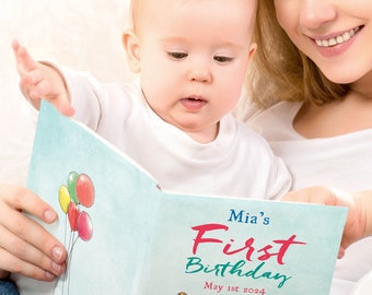 Gepersonaliseerd eerste verjaardag aandenken verhaalboek, kleinkind's 1e baby's aanwezig, meisjes jongens cadeau idee voor eenjarigen, doopboeken