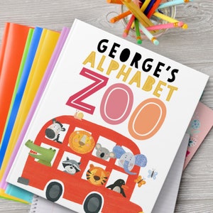 Personalised Alphabet Zoo Story Book - Unique Birthday gift for babies young children Perfect 1st First Birthday present ideas Christening