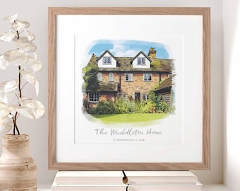 Custom House Illustration | Watercolour Childhood Home Portrait | Moving Gift | Family Home Keepsake