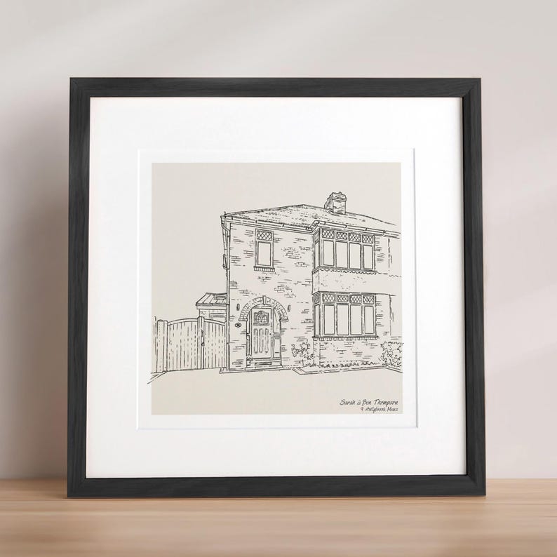 Kundenspezifische Hand-gezeichnete Haus-Bleistiftskizze - Personalisiertes neues Zuhause-Geschenk, Haus-Illustration, Hauseinweihung Kunst Bild 5