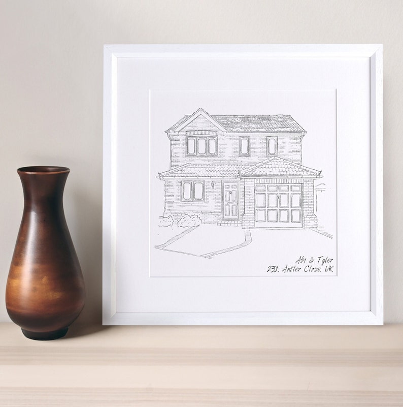 Hand Drawn Bespoke Black and White House Sketch | Custom Illustration ...