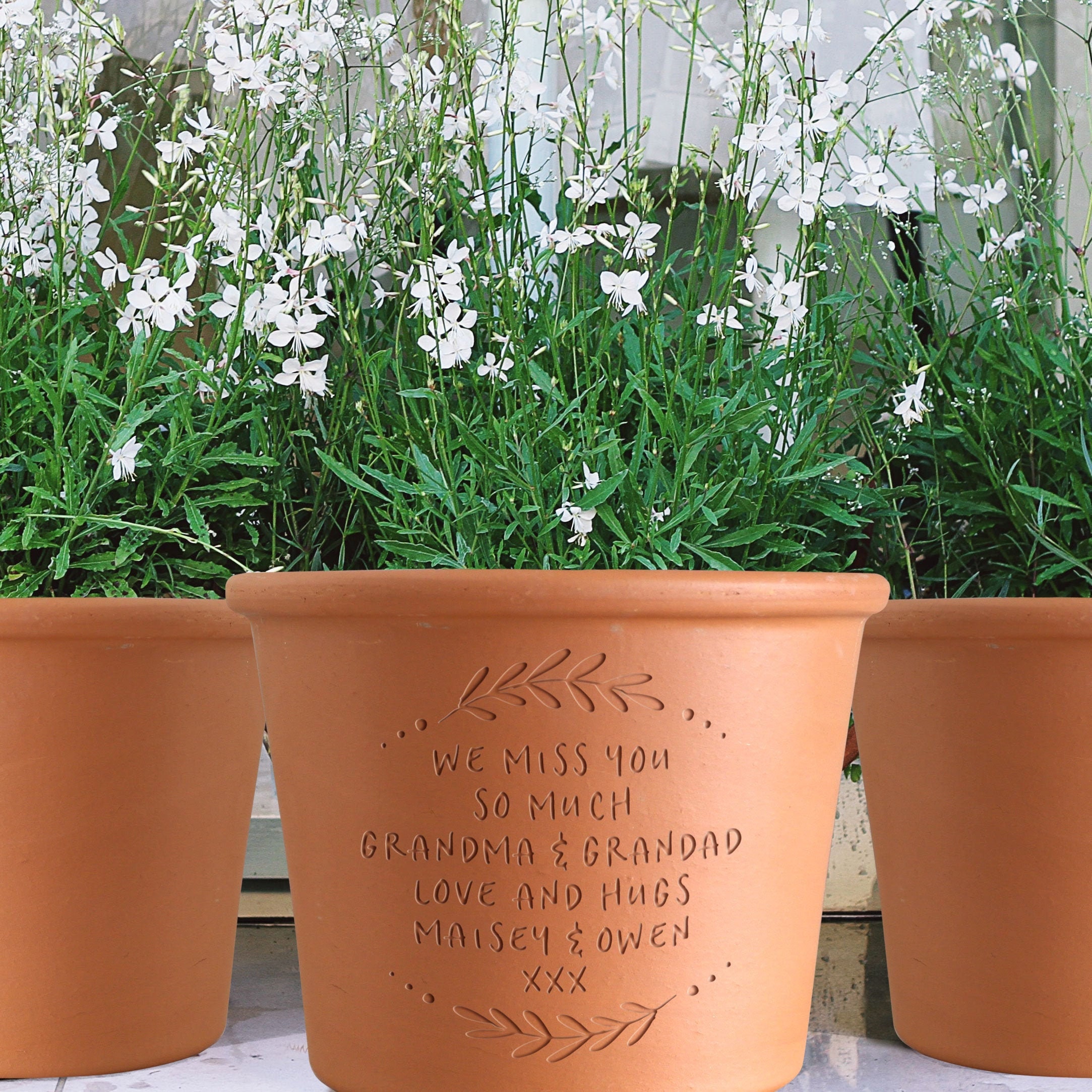 Personalised Engraved Message Round Plant Pot Custom Made Etsy